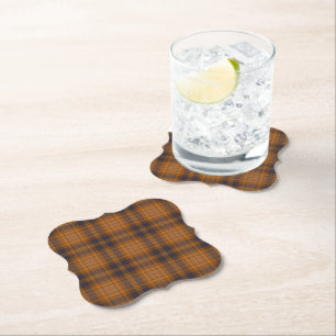 Dessous-de-verre En Papier Tartan bleu orange Brown