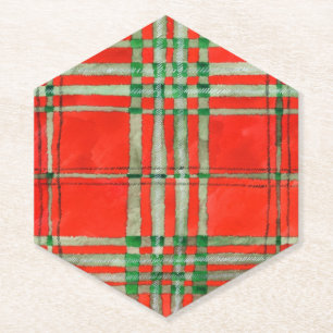 Dessous-de-verre En Papier TARTAN ÉCOSSais ROUGE Dessous de Verre en Papier H