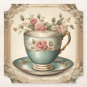 Dessous-de-verre En Papier Tea Cup vintage Floral Fête des mariées Tea Party