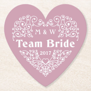 Dessous-de-verre En Papier Team Bride monogrammes personnalisés et dessous de