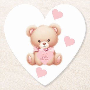 Dessous-de-verre En Papier Teddy Bear Coeurs roses