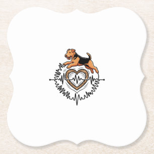 Dessous-de-verre En Papier Tervueren Airedale Terrier Chien qui saute Ligne c