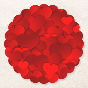 Dessous-de-verre En Papier Texture de coeurs d'amour rouge romantique-19909