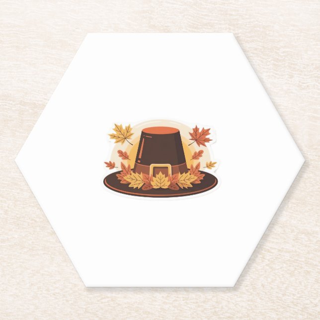 Dessous-de-verre En Papier Thanksgiving Pilgrim Hat � Autumn Harvest Design C (Devant)