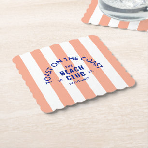 Dessous-de-verre En Papier Toast On The Coast Le Beach Club Rayure Rose