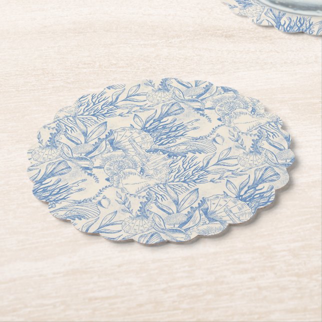 Dessous-de-verre En Papier Toile bleu océan élégant (Incliné)