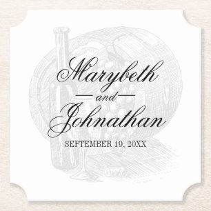 Dessous-de-verre En Papier Toile & Calligraphie Mariage modifiable