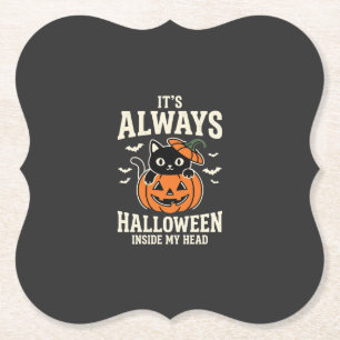 Dessous-de-verre En Papier Toujours Halloween Chat Noir Design de Citrouille