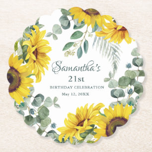Dessous-de-verre En Papier Tournesol 21e fête d'anniversaire