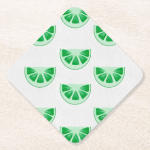 Dessous-de-verre En Papier Tranches de citron vert frais minimaliste sur toil