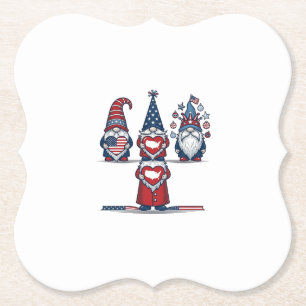 Dessous-de-verre En Papier Trio de gnomes patriotiques dessin vectoriel vinta