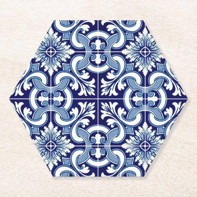 Dessous-de-verre En Papier Tuile bleue portugaise (Devant)