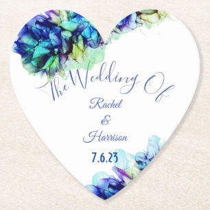 Dessous-de-verre En Papier Turquoise bleu Abstrait moderne et Mariage turquoi