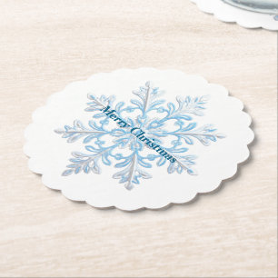 Dessous-de-verre En Papier Turquoise Bleu Blanc Noël Flocon de neige