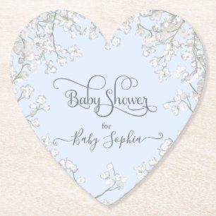 Dessous-de-verre En Papier Typographie Bleue Bébé souffle Baby shower floral