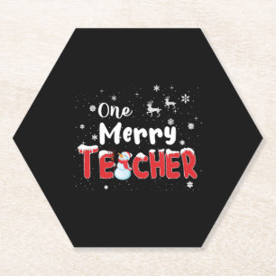 Dessous-de-verre En Papier Un joyeux enseignant Snowman Enseigner Noël