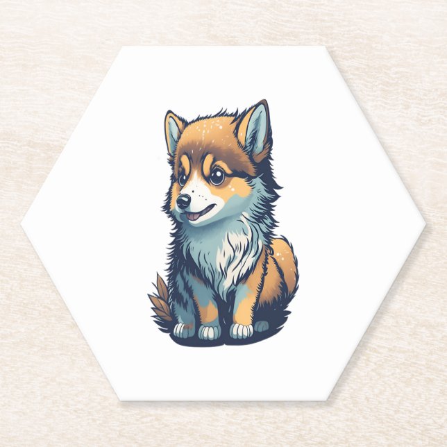 Dessous-de-verre En Papier Un Petit Chiot Mignonne (Devant)