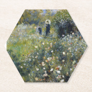 Dessous-de-verre En Papier Une femme avec un parasol dans un jardin par Augus