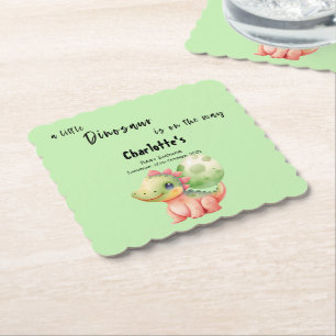 Dessous-de-verre En Papier Une petite Baby Shower de dinosaure est en route