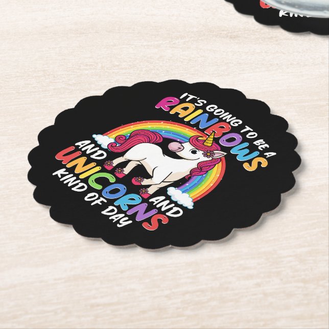 Dessous-de-verre En Papier Unicorn Cute Whimsical Funny Rainbows Et Unicorns (Incliné)