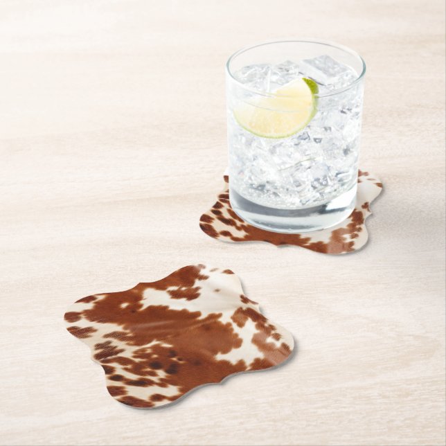 Dessous-de-verre En Papier Vache blanche Brown (En situation)