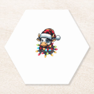 Dessous-de-verre En Papier Vache Noël Père Noël Buffalo Plaid Noël Vache Love