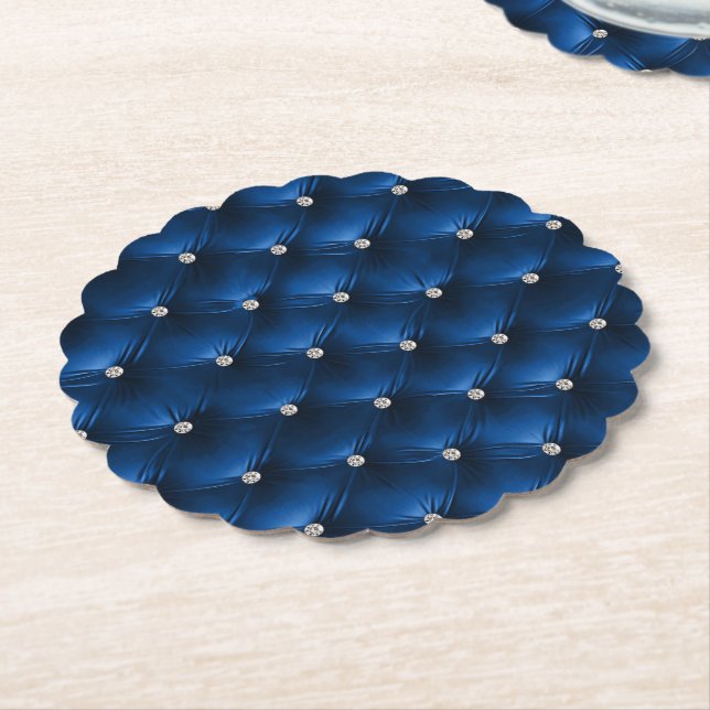 Dessous-de-verre En Papier Velours Bleu Luxe Glamour Faux (Incliné)