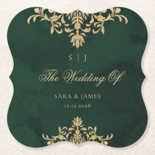 Dessous-de-verre En Papier Vert émeraude Victorian enchanted Mariage