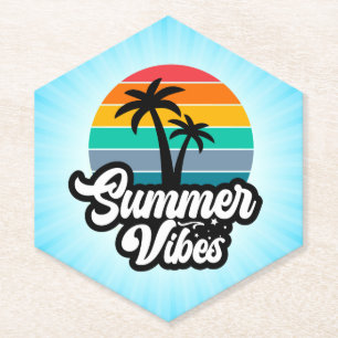 Dessous-de-verre En Papier Vibes d'été avec design de palmiers