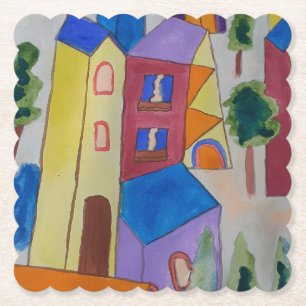 Dessous-de-verre En Papier Village d'été Abstrait