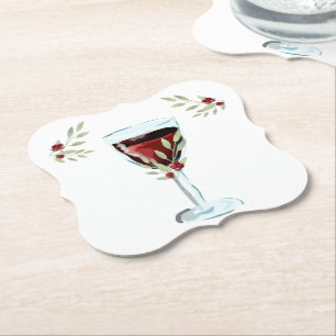 Dessous-de-verre En Papier Vin rouge Rose Aquarelle fête d'anniversaire