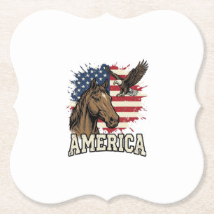 Dessous-de-verre En Papier Vintage America Cheval Aigle Patriote Vector Desig