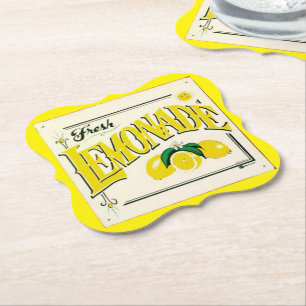 Dessous-de-verre En Papier Vintage citron jaune citron café de fruits d'été