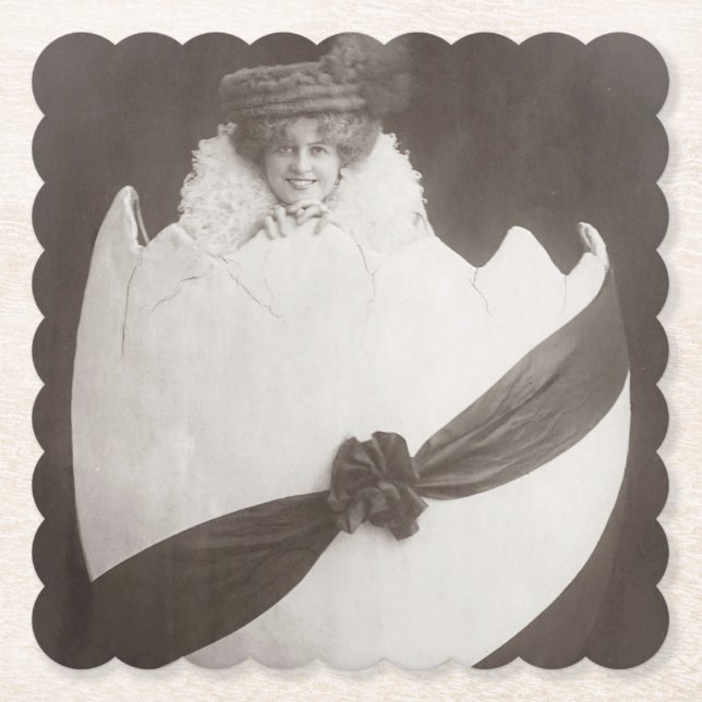 Dessous-de-verre En Papier Vintage Dame aux oeufs de Pâques (Devant)
