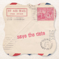 Vintage Par Air Mail Drink Coasters
