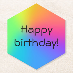 Dessous-de-verre En Papier Vivid Rainbow Ombre fête d'anniversaire