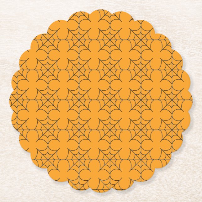 Dessous-de-verre En Papier Web moderne Orange et Black Linear Spider (Devant)