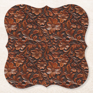Dessous-de-verre En Papier Western Cowgirl Brown Floral