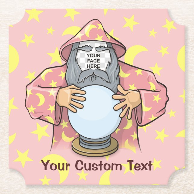 Dessous-de-verre En Papier Wizard with your face (Devant)