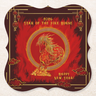 Dessous-de-verre En Papier Year of the Fire Horse , Happy Lunar New Year