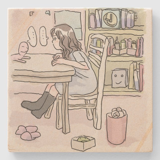 DESSOUS-DE-VERRE EN PIERRE さいくさじ　机に向かう (Devant)