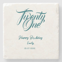 21st birthday add name date year blue template thi