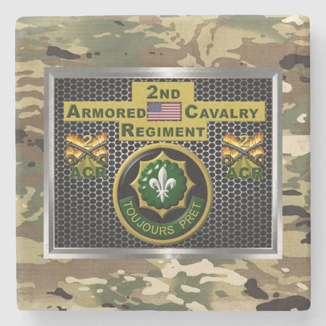 Dessous-de-verre En Pierre 2e Régiment de cavalerie blindée "toujours prêt" (Devant)