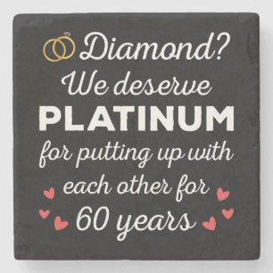 Dessous-de-verre En Pierre 60ème anniversaire du Mariage I - Diamond Funny Co