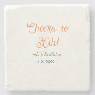 Dessous-de-verre En Pierre À la 30e anniversaire nom date orange vert bleu