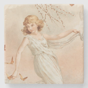 Dessous-de-verre En Pierre "À la joie de Pâques" - Impression vintage, L. Pra