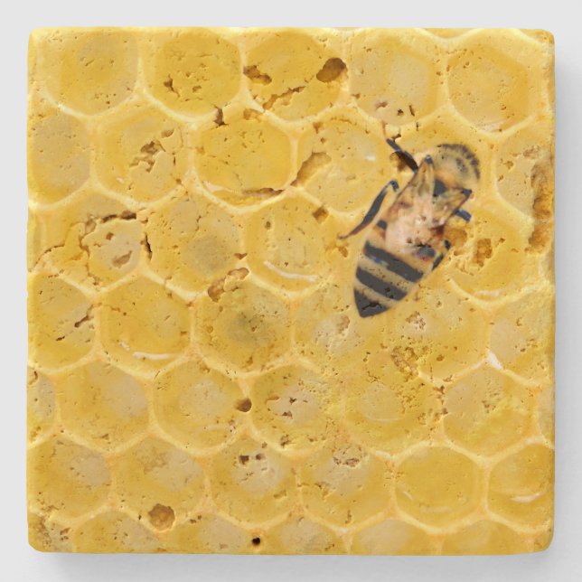Dessous-de-verre En Pierre abeille et nid d'abeille (Devant)