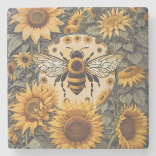 Dessous-de-verre En Pierre Abeille vintage et tournesol