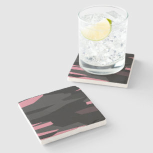 Dessous-de-verre En Pierre abstrait rose et noir