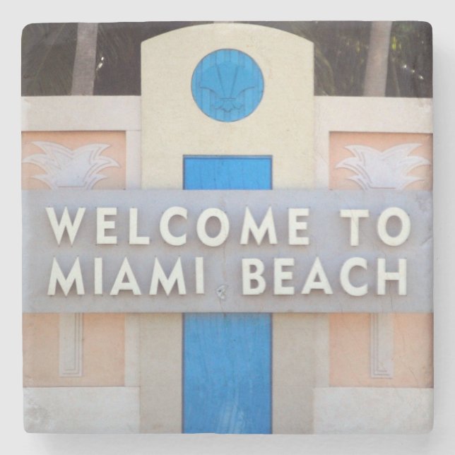 Dessous-de-verre En Pierre Accueil au signe de Miami Beach (Devant)
